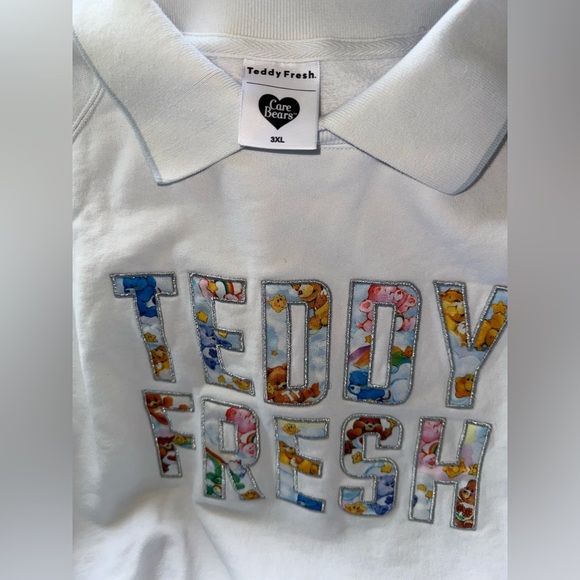 Men’s Teddy Fresh Care Bears Collared White crewneck Sweatshirt 3XL - Picture 3 of 5